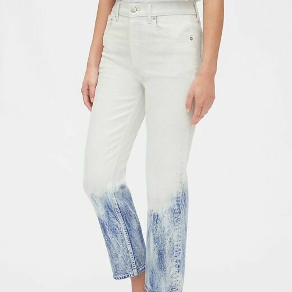 High Rise Bleached Cheeky Straight Jeans